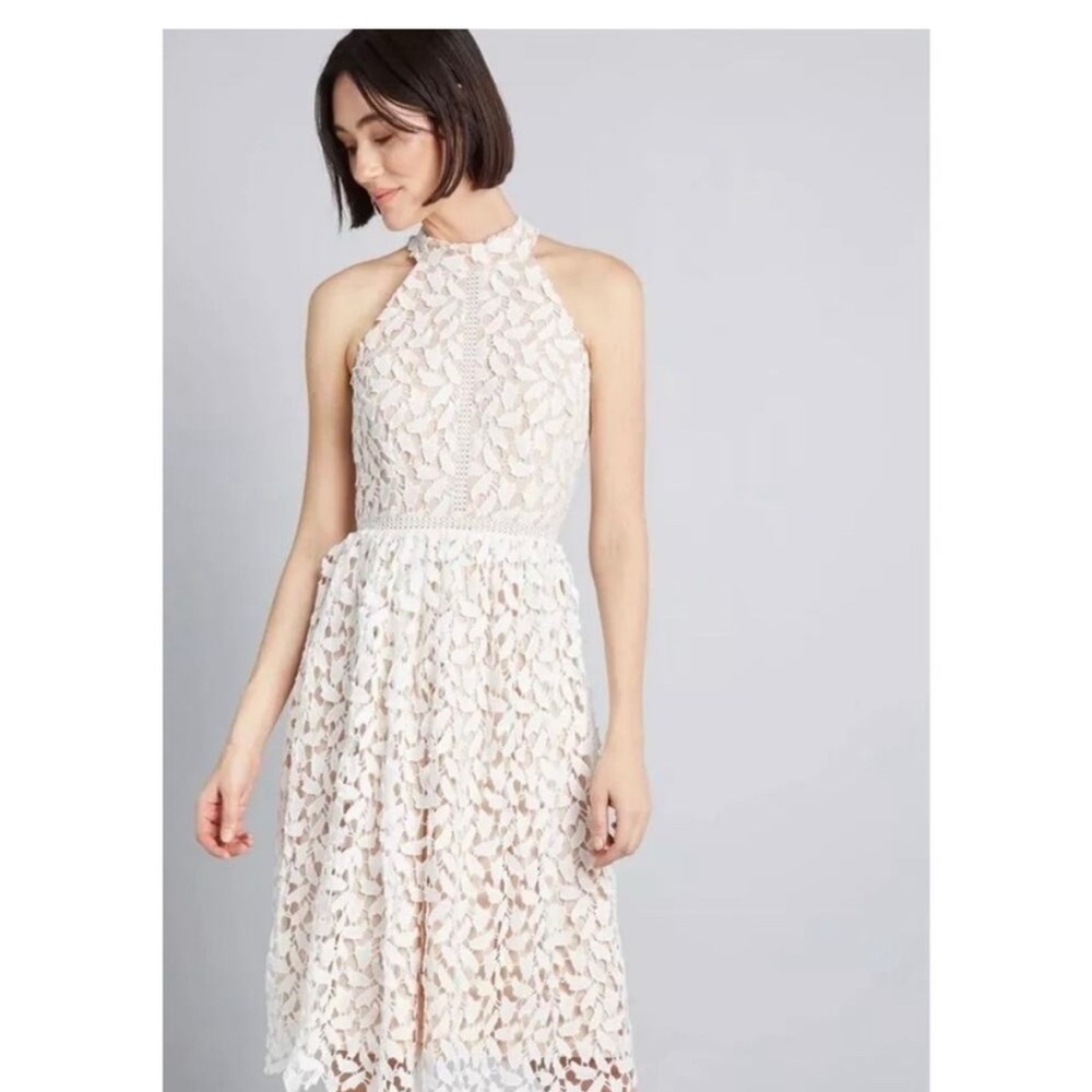 ModCloth Liza Luxe White Lace Halter Dress